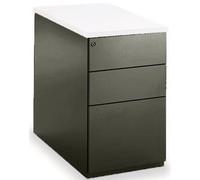 Caisson métal hauteur bureau L.42 x P.80 x H.72 cm - Corps Noir - Top Blanc
