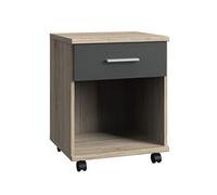 Caisson mobile à tiroirs coloris Imitation chêne San Remo, rechampis graphite - longueur 46 x hauteur 58 x profondeur 40 cm--