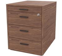 Caisson mobile Arold 3 tiroirs métal + tirette plumier - Finition Noyer poignées métal grises