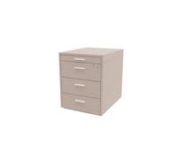 Caisson mobile Arold 3 tiroirs métal + tirette plumier - Finition Orme gris poignées métal blanches
