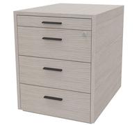 Caisson mobile Arold 3 tiroirs métal + tirette plumier - Finition Orme poignées métal grises