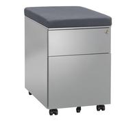 Caisson mobile métal 2 tiroirs aluminium avec coussin gris - Caissons mobiles - Bruneau