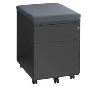 Caisson mobile métal 2 tiroirs anthracite avec coussin gris - Caissons mobiles - Bruneau