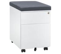 Caisson mobile métal 2 tiroirs blanc avec coussin gris - Caissons mobiles - Bruneau