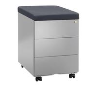 Caisson mobile métal 3 tiroirs aluminium avec coussin gris - Caissons mobiles - Bruneau