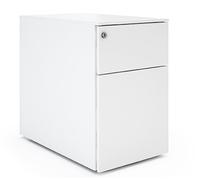 Caisson mobile métal petite largeur 2 tiroirs - Blanc