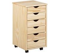 Caisson de Bureau 6 Tiroirs "School" 65cm Naturel