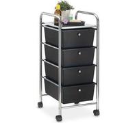 Caisson sur roulettes GINA, en métal chromé avec 4 tiroirs en plastique noir Noir G