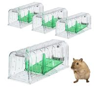 CAIXINYI 4 Morceaux de Piege a Souris, Piege a Souris Vivante, Attrape Souris Intelligent, Petit et Moyen Piège Souris, Souris avec boîte d'appâts de Souris, Trou d'air, Piège à Souris réutilisable