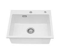CAIYGG Évier de cuisine Quartz - 55 x 45 cm - Blanc - Robuste et durable | Évier de cuisine en pierre de qualité supérieure, facile d'entretien, résistant, idéal pour le nettoyage quotidien et une