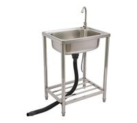 CAIYGG Évier encastrable en acier inoxydable de 60 cm avec accessoires | Évier de cuisine robuste avec kit d'accessoires pratique, idéal pour la cuisine et l'extérieur, facile à monter pour un usage