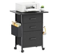 CAIYUN Meuble de classement à roulettes, avec 3 tiroirs et roulettes, pour Documents A4, Format Lettre, Support d'imprimante avec Une Largeur de Table de 56 cm, Design Industriel, Noir