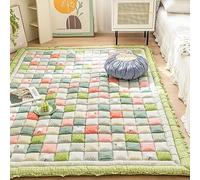 CAIYZH Matelas Japonais Tatami Simple, Matelas Futon Doux Et Respirant, Camping Pliable Et Enroulable avec Fond Antidérapant, Lit Futon Japonais en Coton pour La Maison(Green,90x160cm)