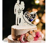 Cake topper Mr et Mrs - 1 pièce, or - Décoration gâteau mariage anniversaire fiançailles douche nuptiale Corvina