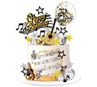 Cake Toppers Guitare 40 Pièces Décorations de Gâteau Happy Birthday Cupcake Toppers Notes de Musique Décoration de gâteau de guitare pour thème musical décoration d'anniversaire rock roll