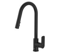 Cala Mitigeur Évier À Bec Tube Mobile Incurvé Douchette Extractible 2F Noir Mat - ROCA A5A816ENB0