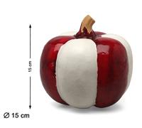 Calabaza decorativa 15 cm, rouge et blanc, citrouille pour Halloween et centre de table d'automne - décoration de saison