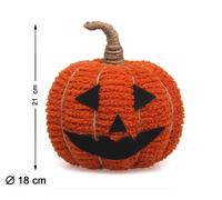 Calabaza Decorativa Citrouille décorative orange avec visage Halloween 21 x 18 cm textile pour décoration d'automne