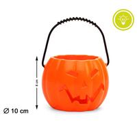 Calabaza Decorativa Naranja Con Luz - Citrouille décorative orange avec lumière LED pour Halloween - 10 cm - Accessoire de fête et décoration