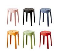 Calager 6 pièces tabourets empilables en Plastique Ensemble de durables Rond coloré Dos Nu Tabouret Bar sièges pour la Maison Classe Plein 6pcs