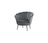 Venture Home Fauteuil Calais Coquillage en velours 83 cm Gris foncé