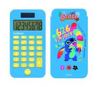 Lexibook, Disney Stitch, Calculatrice de Poche Stitch avec Couvercle de Protection, Fonctions Classiques et évoluées, à Piles et Solaire, Bleu, C45D