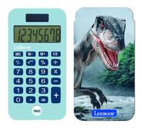 Lexibook, Dinosaure, Calculatrice de Poche avec Couvercle de Protection, Fonctions Classiques et évoluées, à Piles et Solaire, Bleu, C45DINO