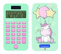 Lexibook, Licorne, Calculatrice de Poche avec Couvercle de Protection, Fonctions Classiques et évoluées, à Piles et Solaire, Bleu/Rose, C45UNI