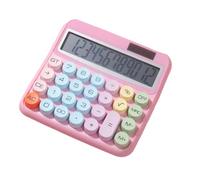 Calculatrice mécanique avec grand écran LCD à 12 chiffres, grand bouton rond, écran inclinable à 15°, double alimentation, convient pour le bureau, l'école, la maison, les étudiants, les comptables