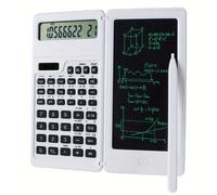 Calculatrice scientifique à 10 chiffres - Écran LCD haute résolution, conception compacte et pliable, avec tablette de prise de notes, alimentation double solaire et batterie - Idéal pour les enseigna