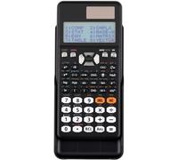Calculatrice Scientifique à 417 Fonctions, Couvercle de Protection, Panneau Solaire, Batterie LR44, Taille Standard, Dimensions 16,5 x 8 x 1,5 cm, écran LCD 96 x 31 Pixels, légère (Noir)