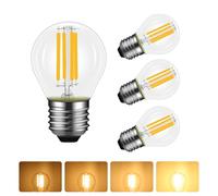 Caldarax Lot de 4 Ampoule LED E27 4W Filament Dimmable, Equivalent à Ampoule Incandescente 40W, Blanc Chaud 2700K, 400 Lumen, Angle de 360º, G45/P45 Forme, Lampe Filament Vintage Transparent