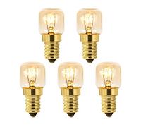 Caldarax Lot de 5 Ampoule de Four E14 Dimmable, Edison E14 T22, Résistant jusqu'à 300 Degrés, 2700K Blanc Chaud, 160LM, AC 220V, pour Frigo, Lampe de Sel, Four, Fours Grill