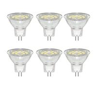 Caldarax Lot de 6 Ampoules LED 3W MR11 GU4 12V 24V Spot, Blanc Froid 6000K, Equivalent à 30W Lampe Halogène, 300LM, 120° Faisceaux, Avec Verre de Protection Transparent, Non Dimmable