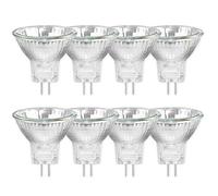 Caldarax Pack de 8 MR11 12V 10W Ampoules Halogènes GU4, Dimmable Projecteur, 150LM, Ampoule halogène à spot, Blanc Chaud 2800K, 30 °Faisceaux, Base à Bi-Pin Couvercle en Verre