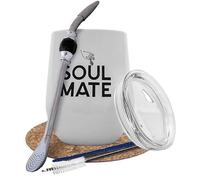 Calebasse thermique Yerba Mate 350 ml TermoLid avec bombilla et anneau de refroidissement - Blanc/Noir