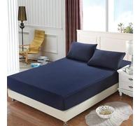 Calefee Drap 140x200 Bonnet 25cm, Drap Housse Matelas Polycoton pour Matelas Epais 5-20 cm Bleu Marine Uni