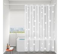 Calefee Petit Rideau de Douche 80x200, Rideau Salle de Bain Douche Peva Semi Transparent avec Motif Cercle, Rideau de Douche avec Ourlet Lesté Imperméable