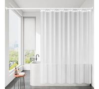 Calefee Rideau de Douche 200 cm Hauteur, Rideaux de Douche Peva Semi Transparent Blanc, Rideau de Douche Lesté en Bas Anti Moisissure