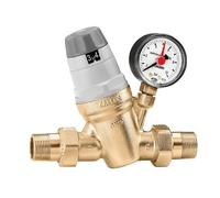 CALEFFI 535061 Régulateur de pression avec cartouche interchangeable, manomètre et indicateur de réglage 1"