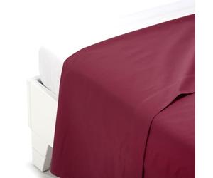 Caleffi Coton uni Drap de Dessus, Bordeaux, pour lit Double