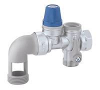 Caleffi 526153 Groupe de Sécurité pour Chauffe-eau 3/4'' Avec Coude Orientable pour Installations Horizontales, Vanne d'Arrêt et Clapet Anti-retour Contrôlable
