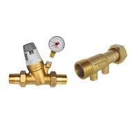 Caleffi Réducteur de pression d'eau 3/4" DN20 pour eau avec cartouche remplaçable et manomètre & SOMATHERM FOR YOU - Clapet antipollution à double purge NF - Ecrou 20/27/Mâle 20/27 - Type EA