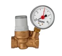 CALEFFI Réducteur de pression pour siège incliné 3/8" jusqu'à 80 °C Plage de réglage de la pression en sortie 0,8 à 4 bar (avec manomètre)