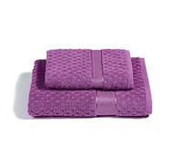 Caleffi - Serviette de Bain 2 Pièces en 100% Coton Eponge - 1 Serviette Toilette 50x100 cm + 1 Serviette Visage 40x60 cm, Douce et Ultra Absorbante - Serviettes Eponge - Lot Serviette