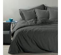 Caleffi Vintage Parure Housse de Couette, Coton, Anthracite, Simple, 1005003