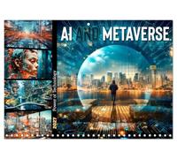 Calendar 2027 · IA ET METAVERSE Le pouvoir de la technologie | Un coup d'œil abstrait sur le sujet en vogue · 16.5" x 23.4" Open Size · CALVENDO Wall Calendar