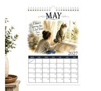 Calendar for Wall - 12 Month Playful Cat Theme, Hangable Schedule Pads | 12 Month Playful Cat Theme Hangable Wall Calendar | Home Office School Classroom Family Dorm Planning, Rooms Dates Schedules