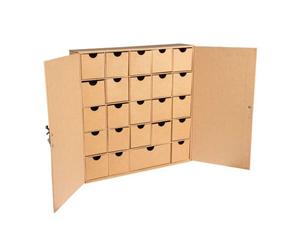 Calendr.De L'avent Pap.Mâché, Fscrec100%, Kraft, 29,6x29,6x6,5cm, Petite Armoire