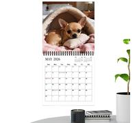 Calendrier 2026 | Agenda mensuel sur le thème des chiens | Planificateur mural 2026 | Pour chambre à coucher, voyage, travail, appartement, dortoir, hôtel, salle de classe